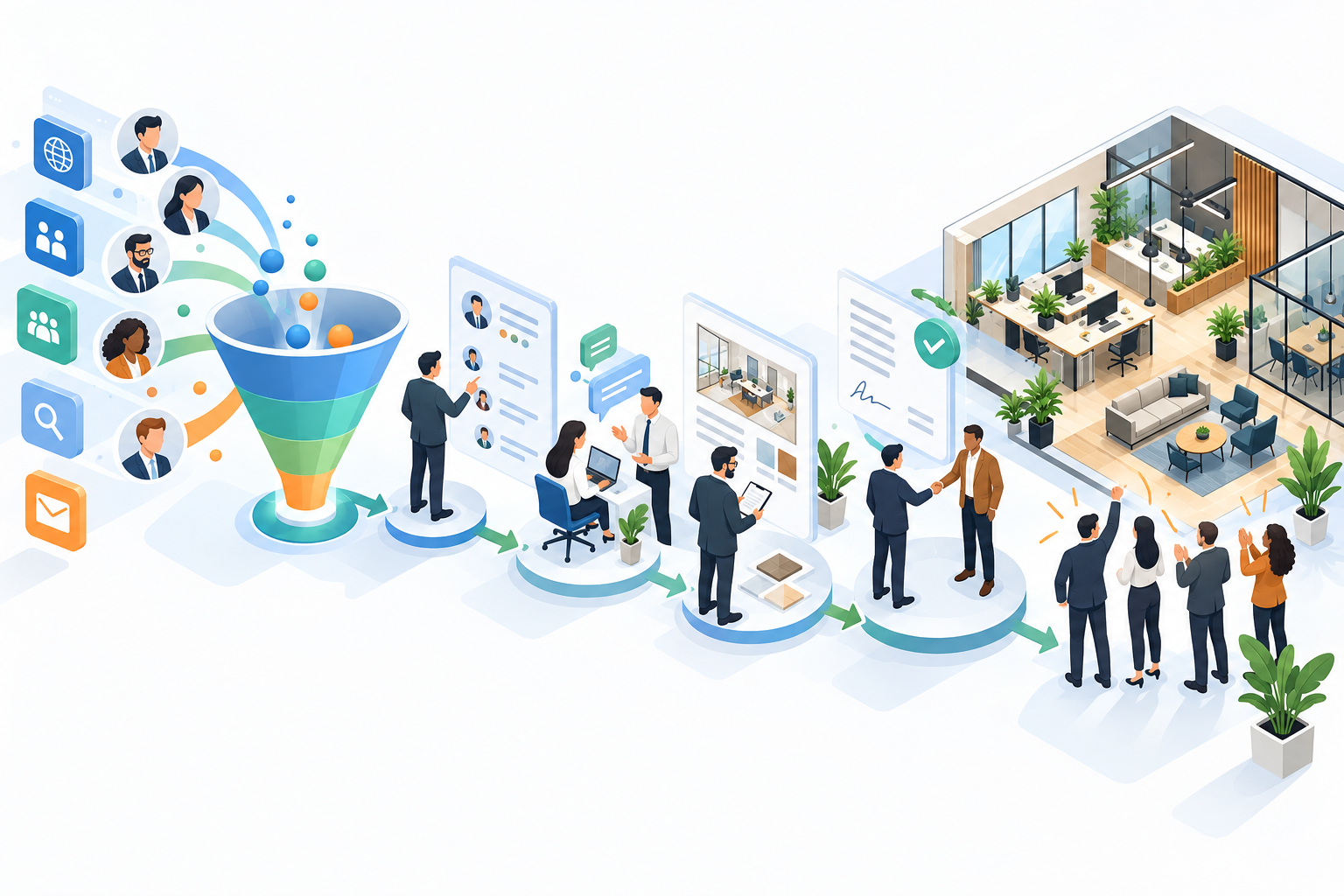 Quy trình Marketing và Sales B2B cho doanh nghiệp nội thất — hành trình 7 giai đoạn