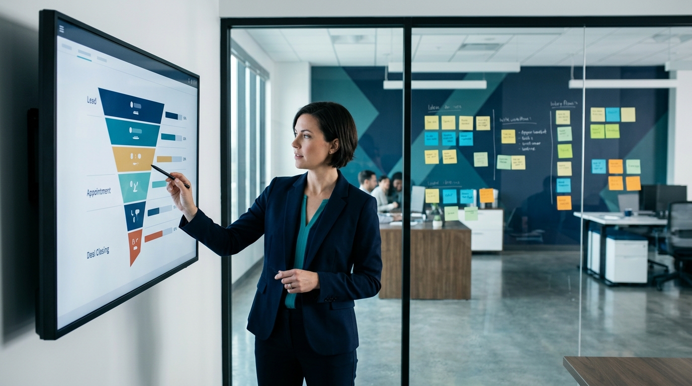 Quản lý kinh doanh theo dõi phễu từ lead đến lịch khảo sát