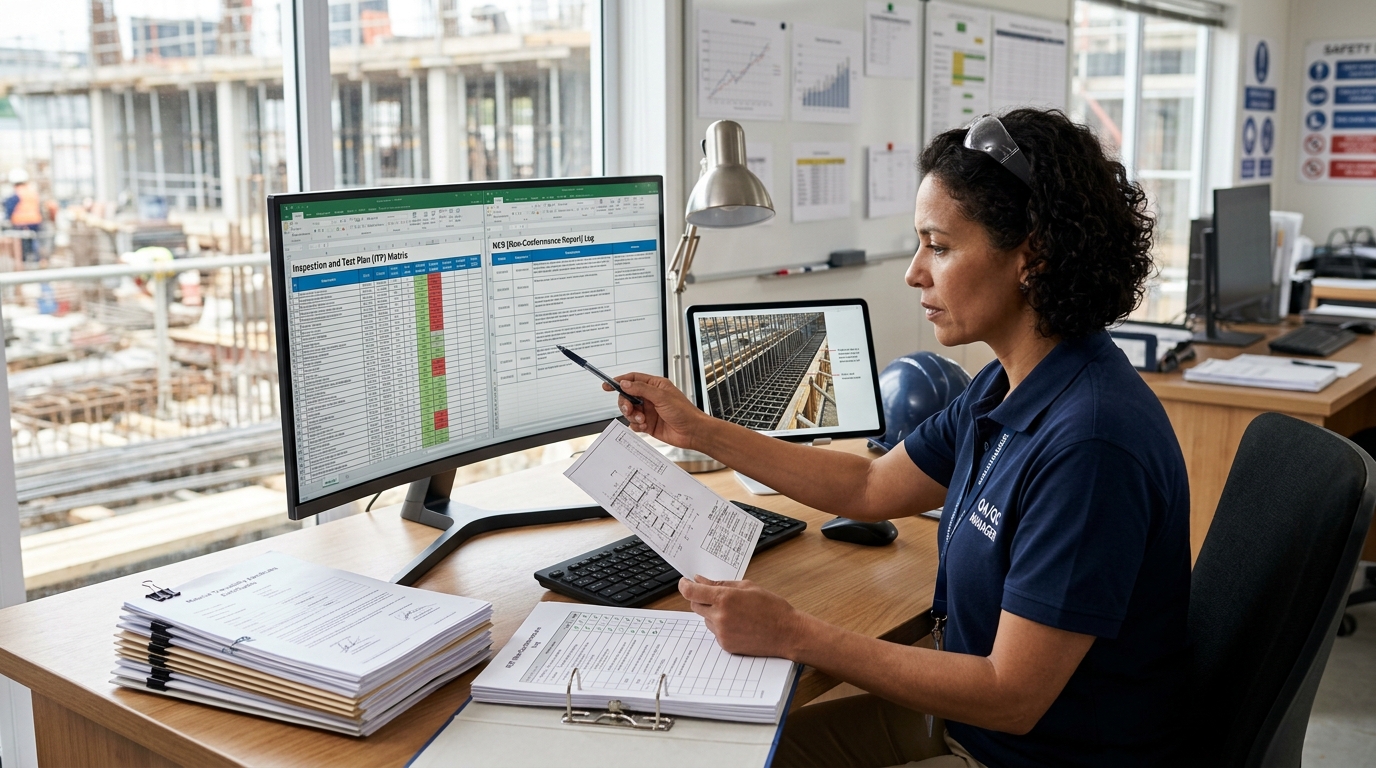 QA/QC tong thau ra soat nhat ky NCR va ma tran ITP voi anh nghiem thu doi chieu