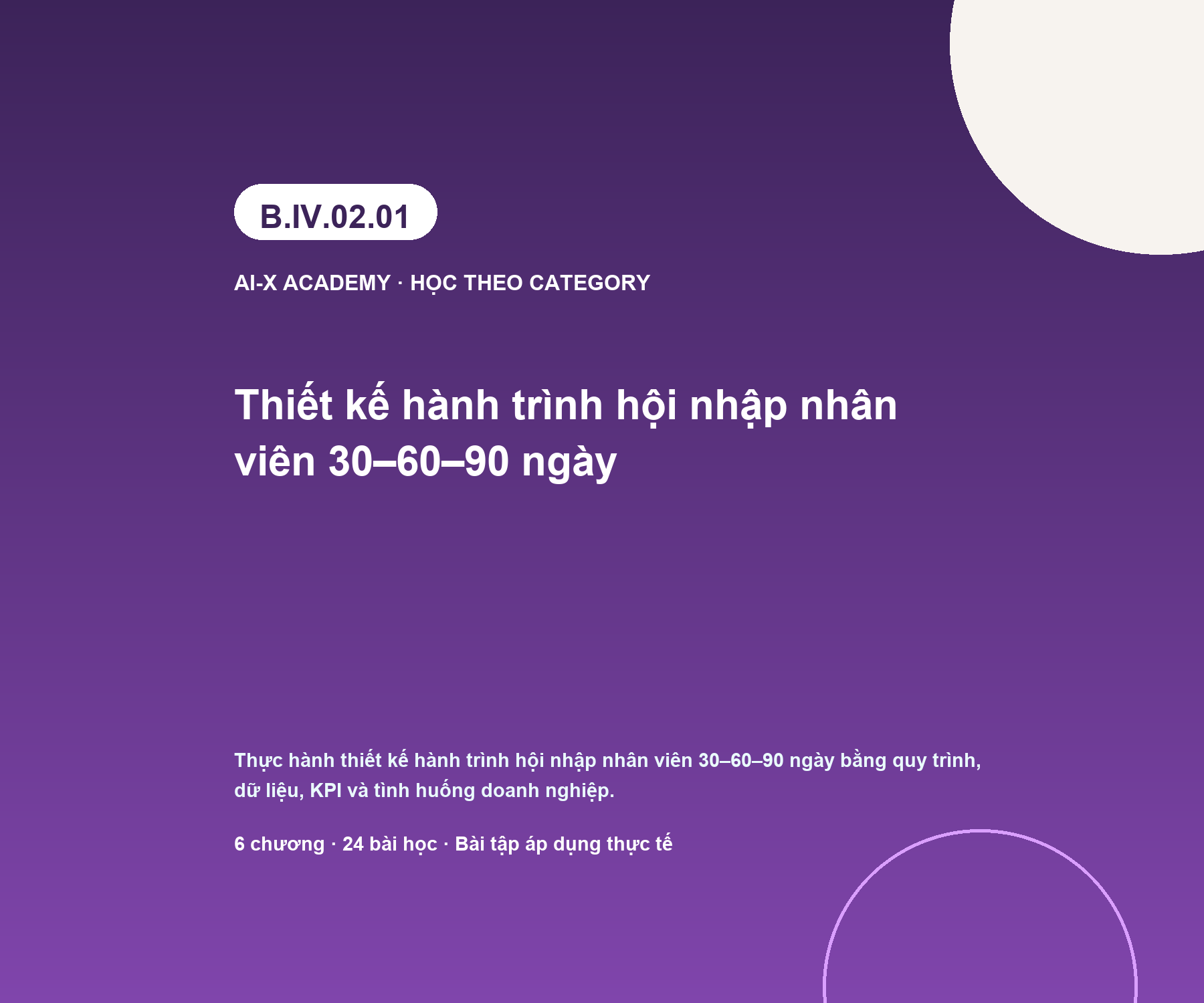 B.IV.02.01 — Thiết kế hành trình hội nhập nhân viên 30–60–90 ngày