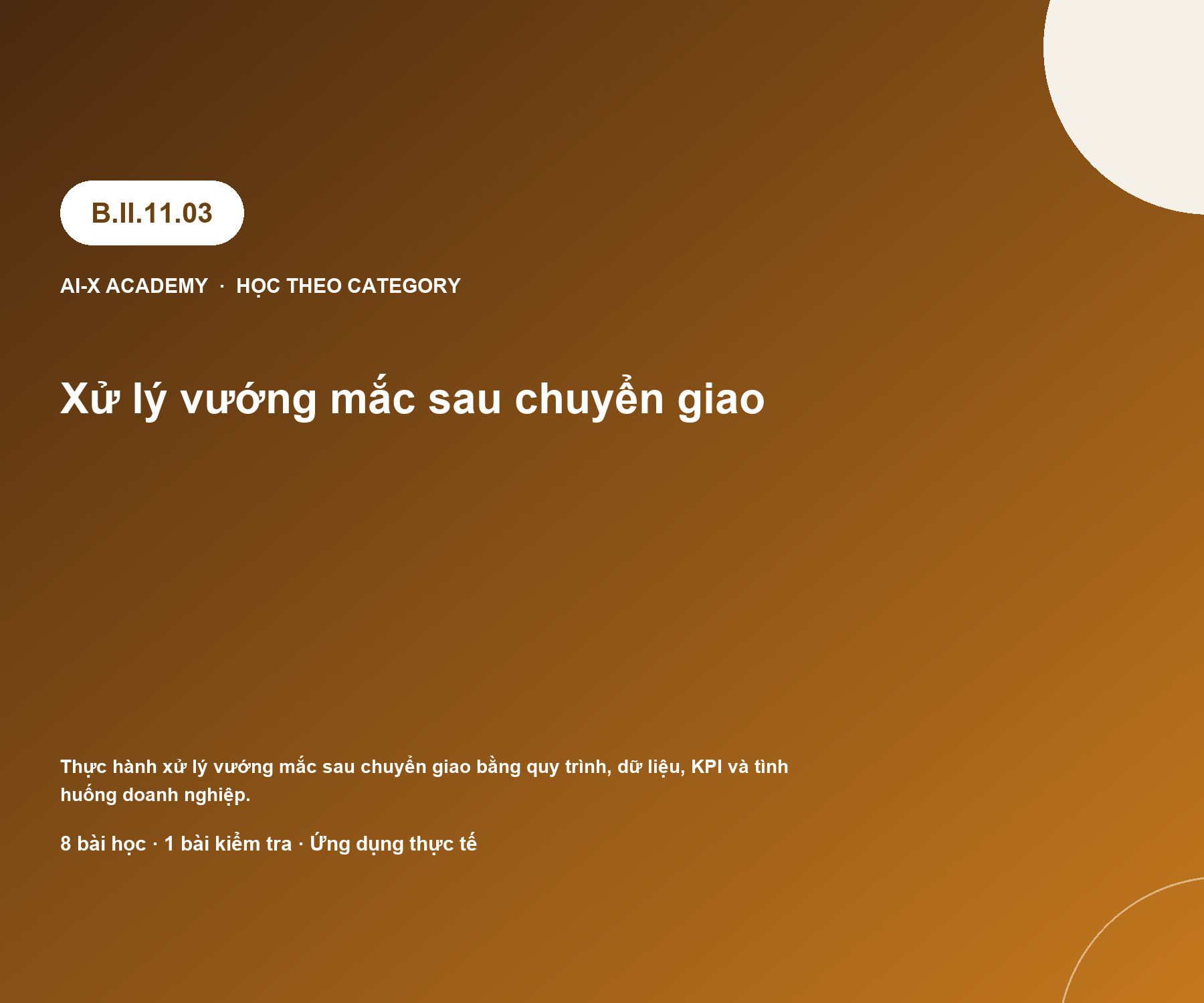 B.II.11.03 — Xử lý vướng mắc sau chuyển giao