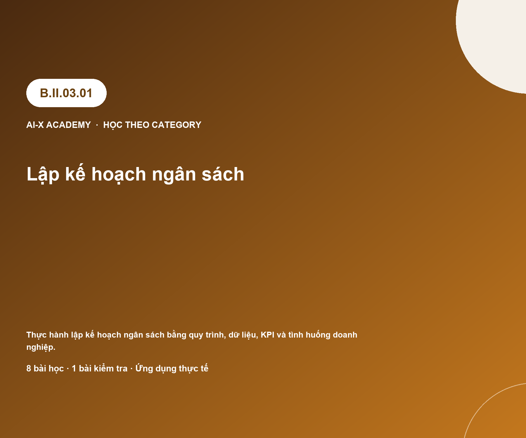 B.II.03.01 — Lập kế hoạch ngân sách