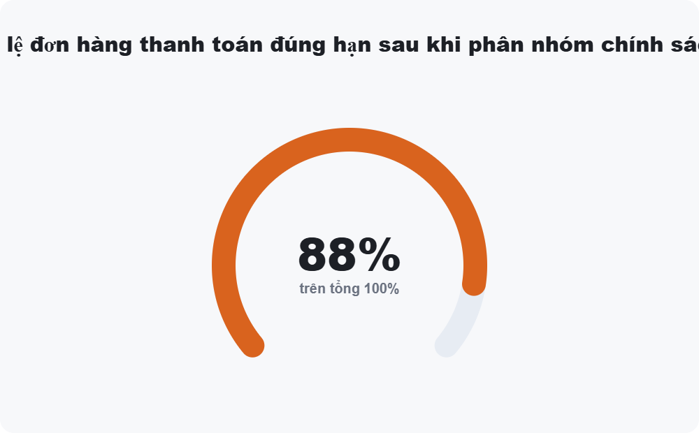 Tỷ lệ đơn hàng thanh toán đúng hạn sau khi phân nhóm chính sách