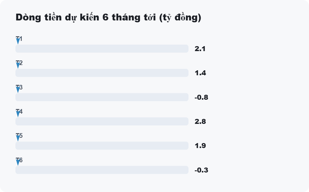 Dòng tiền dự kiến 6 tháng tới