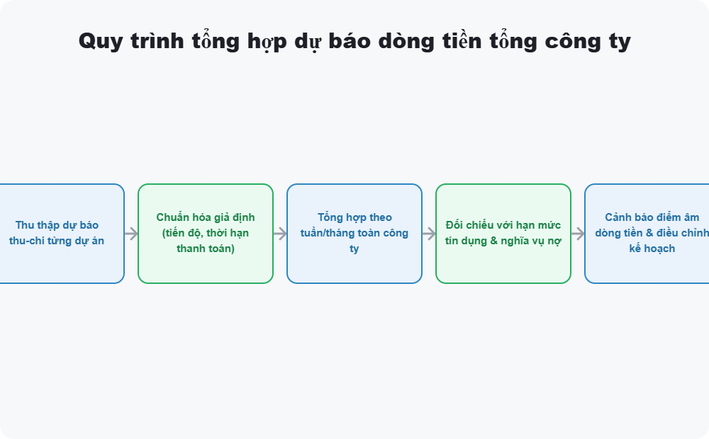 Quy trình tổng hợp dự báo dòng tiền tổng công ty