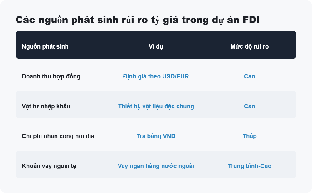Các nguồn phát sinh rủi ro tỷ giá trong dự án FDI