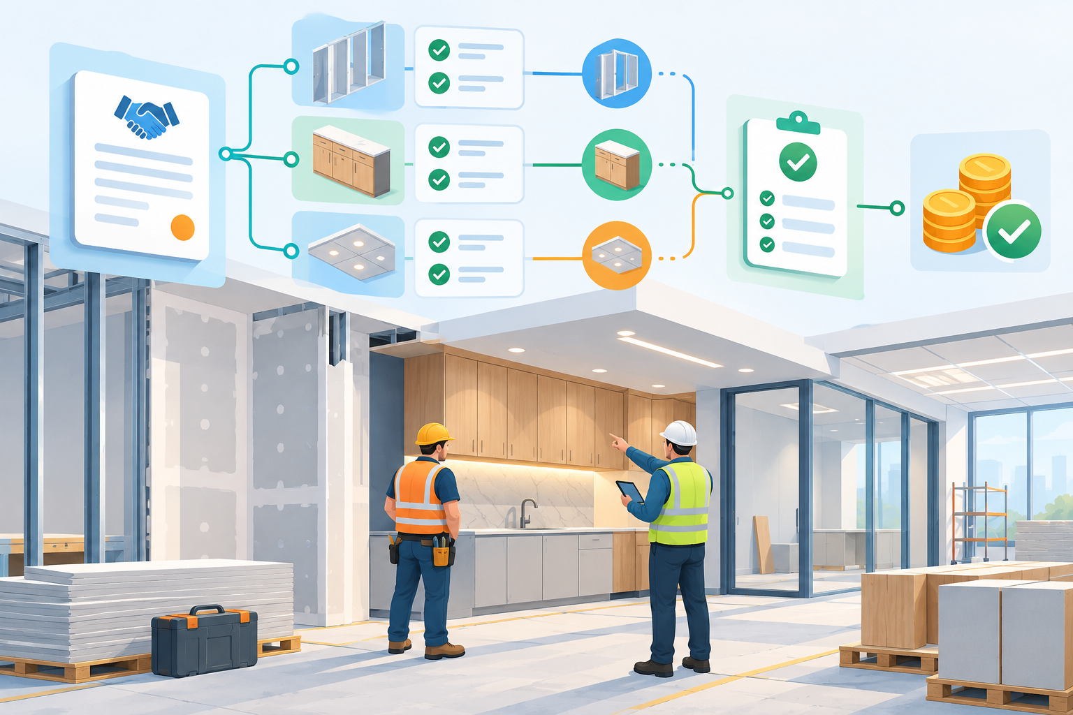 Quản lý ngân sách thầu phụ trong dự án nội thất — 5 lớp quản trị, 8 bước quy trình