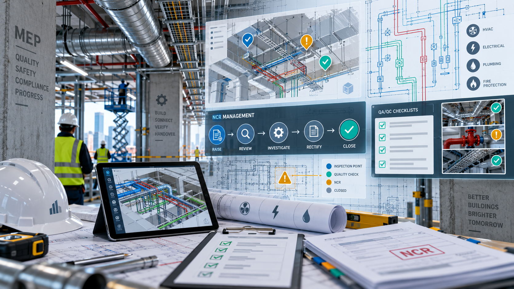 QA/QC MEP và NCR — kiểm soát chất lượng theo điểm kiểm tra