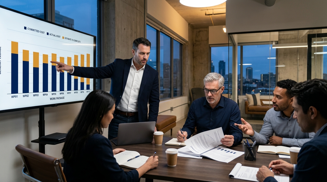 Cuộc họp kiểm soát chi phí đối chiếu Committed Cost, Actual Cost và ETC theo từng gói công việc
