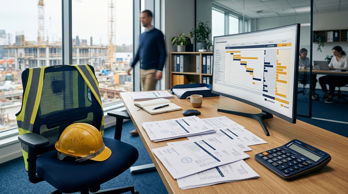 Đơn mua hàng, phiếu giao nhận và hóa đơn của công trình được tập hợp để tách chi phí đã cam kết và thực tế