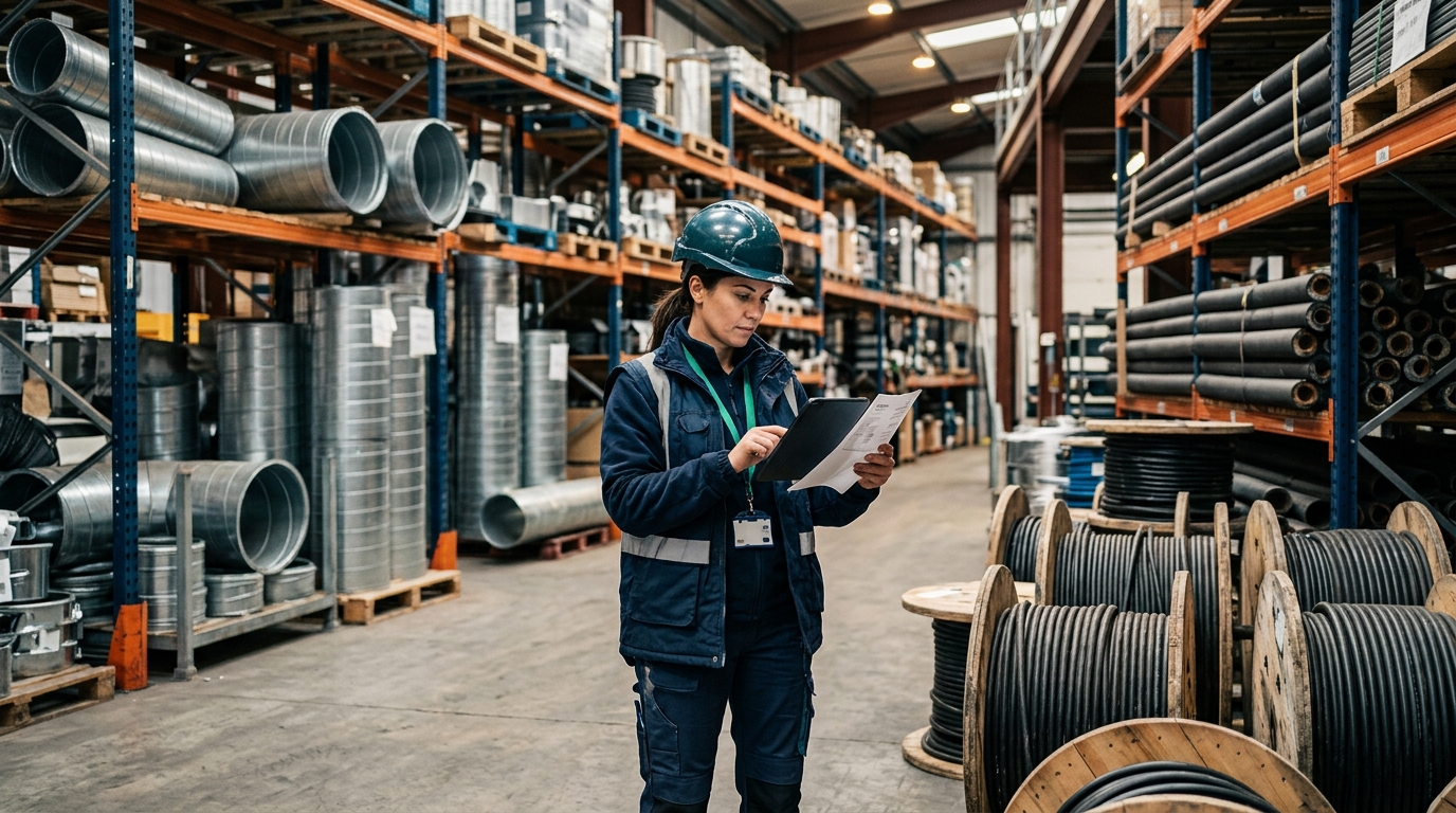 Kho vật tư MEP kiểm tra khối lượng nhập hàng theo phiếu giao