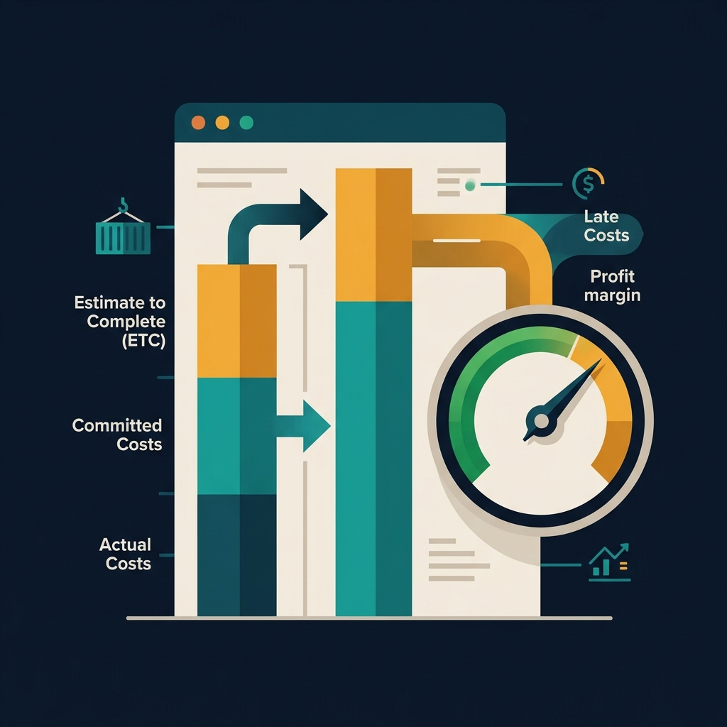 Sơ đồ cộng dồn chi phí job: Actual, Committed, ETC thành EAC