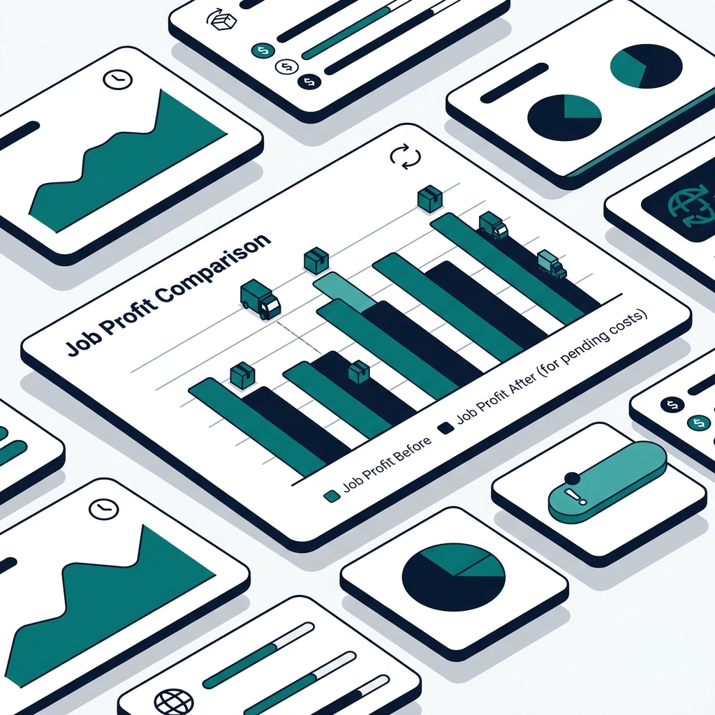Dashboard lãi gộp job trước và sau khi tính chi phí đến muộn